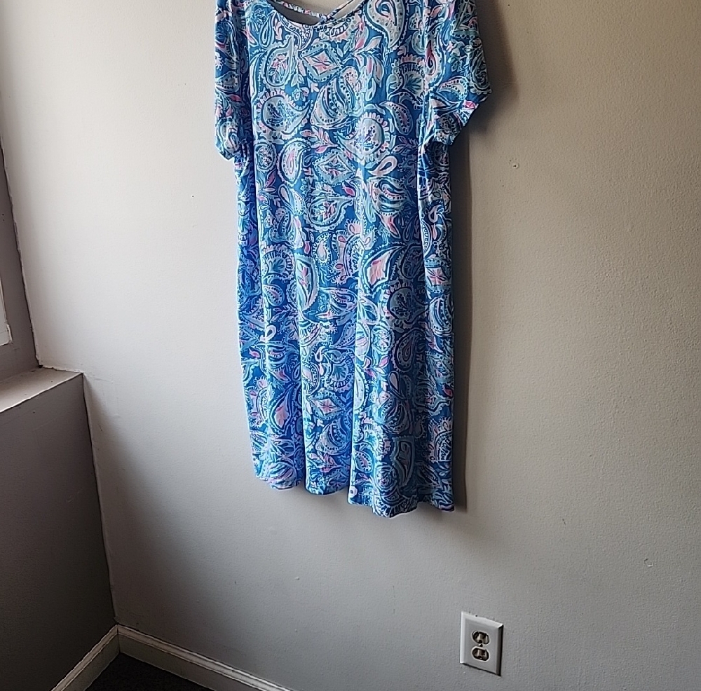 LILLY PULITZER Kimi Knit Dress Zanzibar Blue FISH KISS, Size XXL - Picture 3 of 10